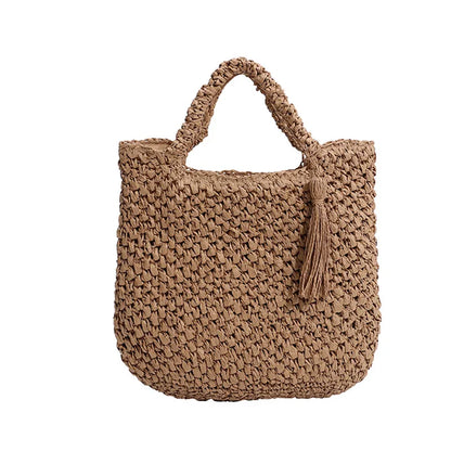 eybag Casual Handmade Woven Straw Bag Bucket Totes Handbags Travel Summer Bags Large Capacity Purses For Women Summer Straw Bag