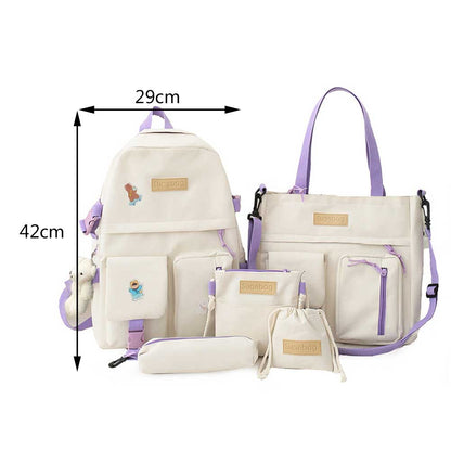 eybag Canvas Girls School Bag Cute Backpack for Women Student Teens Aesthetic Backpacks Waterproof Large Capacity Kawaii Backpack Bags