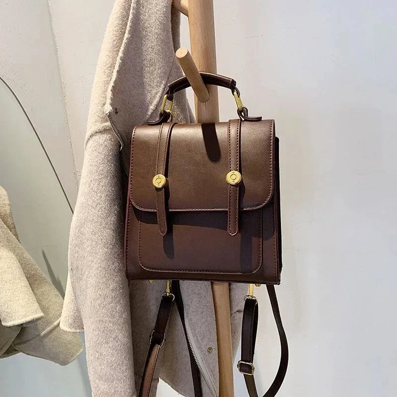 eybag Simplicity Brown Backpack Women Preppy Multifunction Messenger Bag Girl Travel Casual Shoulder Bag Aesthetic Handbag