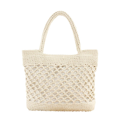 eybag Women Casual Handbags Fashion Summer Straw Woven Hollow Handmade Cotton Shopper Totes Beach Net Bags Female Casual Shoulder Bags