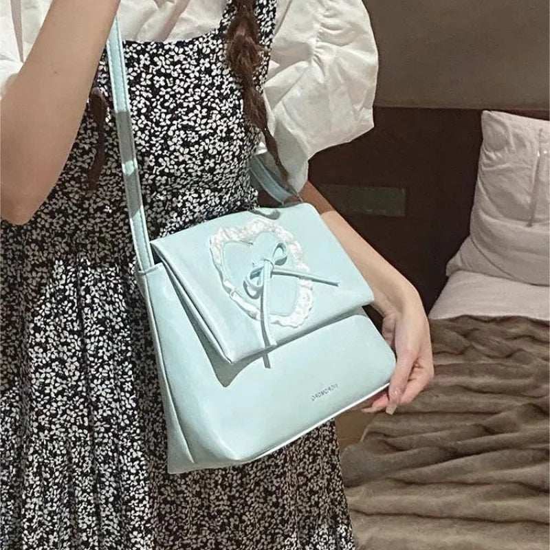 eybag Pink Sweet Shoulder Bag for Women Love Heart Fashion Large Capacity Casual Armpit Bag Elegant Harajuku Literary Handbag