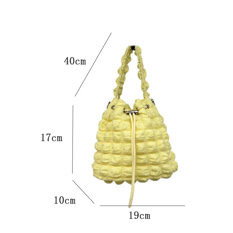 eybag Luxury Puffy Bucket Bag Plaids Quilted Purses and Handbags Designer Drawstring Shoulder Bag Padded Crossbody Bags for Women 2024