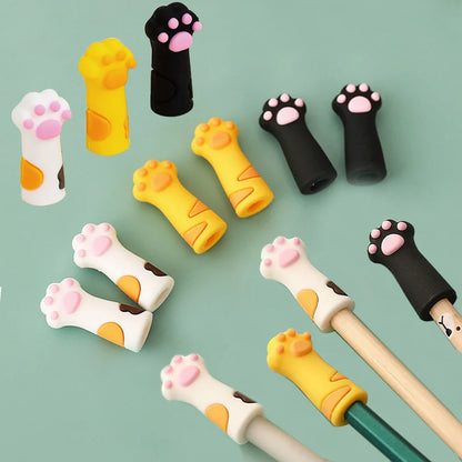 eybag 3Pcs/Set Kawaii Cat Pencil Cap Cartoon Silicone Pen Topper Covers For Kids Cute Pencil Extender Stationery School Supplies