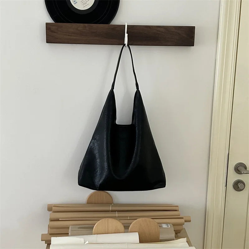 Lkblock Casual Women Shoulder Bag PU Leather Tote Handbags High Capacity Soft Leather Composite Bags Female Shopping Totes for Women