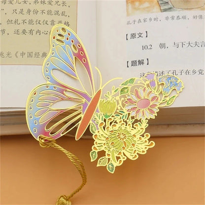 eybag Exquisite Butterfly Metal Bookmarks Fashion Flower Insect Shape Book Mark With Tassel School Office Supplies Student Stationery