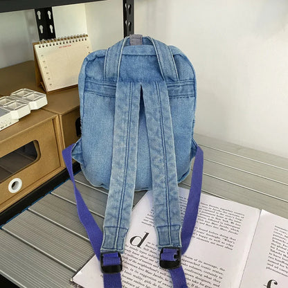 eybag Small Simple Vintage Denim Backpack Young For Teenage Girls Student Canvas Women College Bags Casual Female Children's Bag