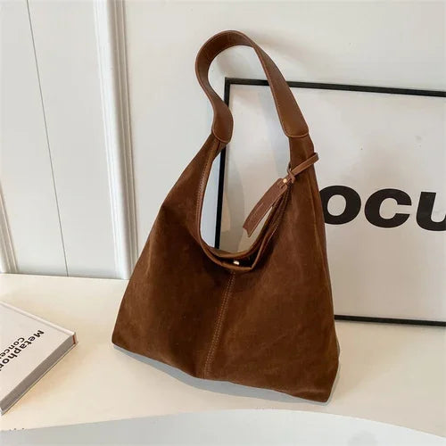 Lkblock Leisure Retro Suede Suede Bag New Women's Bag Autumn  Winter Versatile One Shoulder Bucket Bag Main Femme