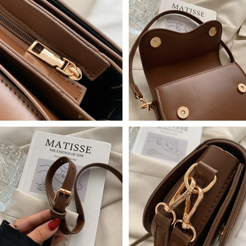 eybag Vintage Small Bag Women's Fashion Autumn & Winter Shoulder Crossbody Bag PU Leather Tote Handbags Female Underarm Saddle Bags