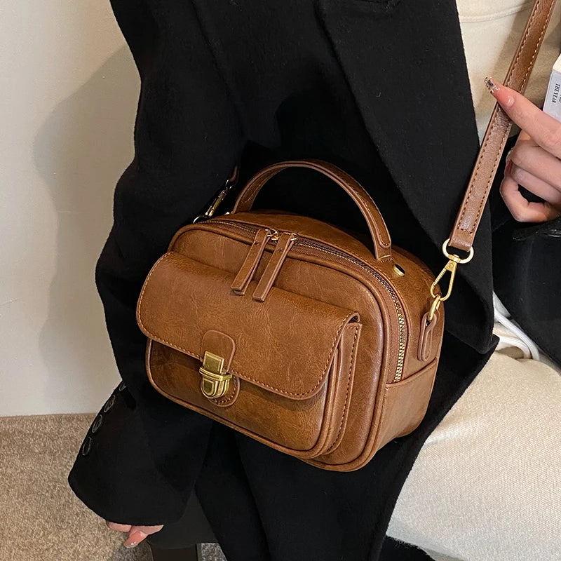 eybag Vintage Handbag High Quality PU Leather Single Shoulder Crossbody Bags for Women New Luxury Ladies Commute Tote Bag