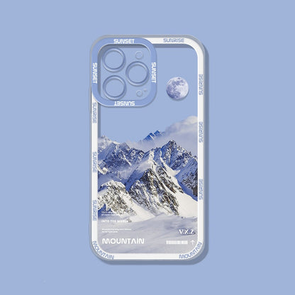 eybag Aesthetic Snow Mountain Transparent Phone Case For iPhone 13 12 11 Pro Max X XR XS Luxury Clear Soft Silicone Shockproof Cover