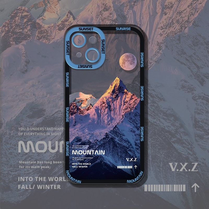 eybag Aesthetic Snow Mountain Transparent Phone Case For iPhone 13 12 11 Pro Max X XR XS Luxury Clear Soft Silicone Shockproof Cover