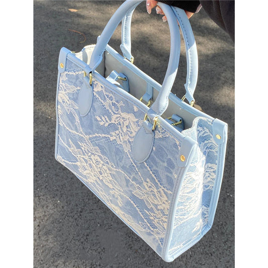 Lkblock Lovely Lace Tote Bag Ladies Summer Fashion Large Capacity Shoulder Bag for Women with Free Shipping