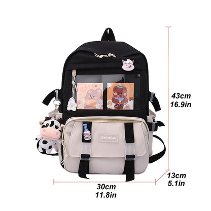 eybag Japanese Girls Aesthetic Backpack Cute School Bags For Student Teens Girls Pockets Kawaii Women Laptop Backpack Harajuku Mochila