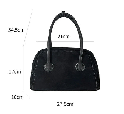 eybag Luxury Faux Suede Boston Bags Top-handle Purses and Handbags Casual Designer Shoulder Bag Commuting Bags for Women 2024 Clutch