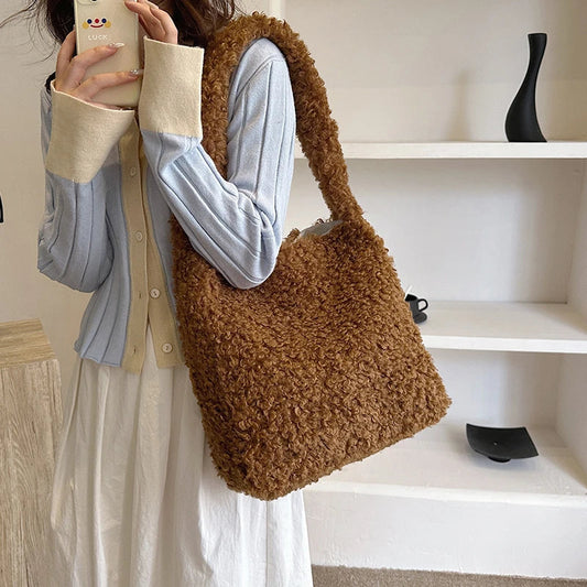 eybag Teddy Hair Shoulder Bags Women Tote Handbags and Purses New  Ladies Messenger Bags High Quality