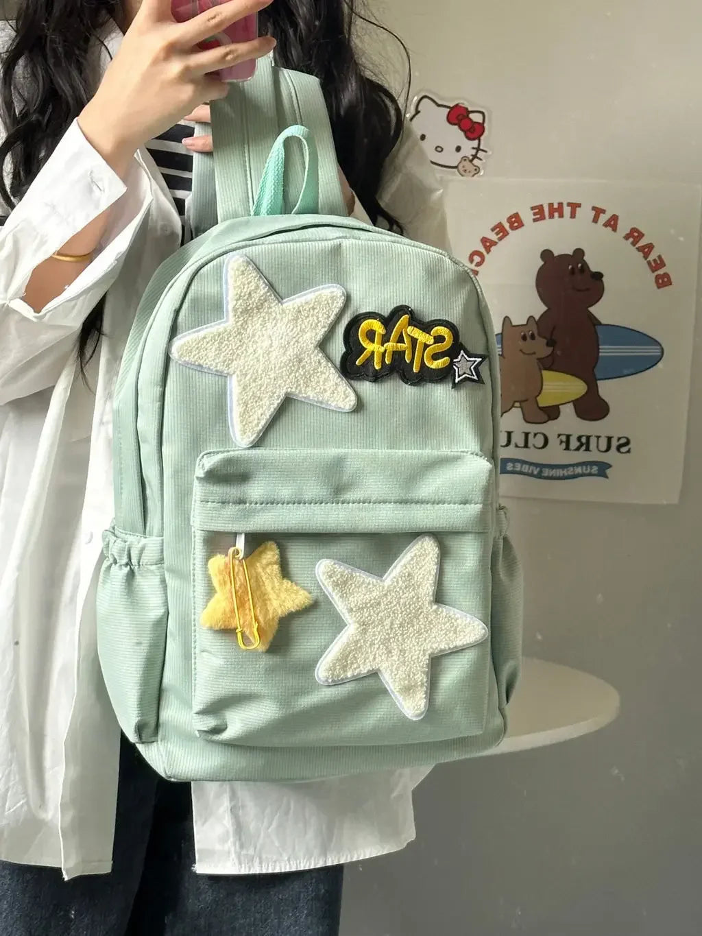 eybag Korean 2024 New Star Student Schoolbags Canvas Large Capacity Cute Girl Backpacks Spicy Girls Ins Leisure Backpack Universal Bag