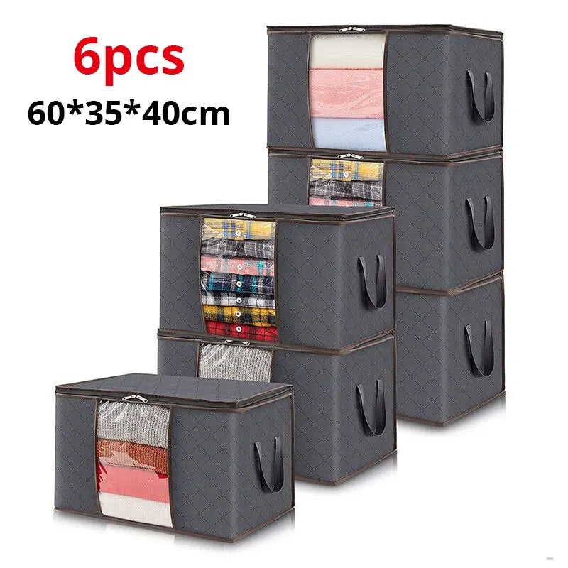 eybag 6pcs/set Clothes Storage Bags Upgraded Foldable Fabric Storage Bags Storage Containers For Organizing Bedroom