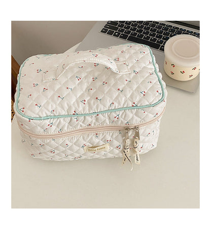 eybag Cute Quilting Cotton Makeup Bag Women Zipper Cosmetic Organizer Female Cloth Handbag Box Shape Portable Toiletry Case For Girls