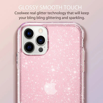 eybag New Bling Sparkle Soft Clear TPU Phone Case For iPhone 15 14 13 12 11 Pro Max Plus X XS Max XR Girls Pink Slim Thin Bumper Cover