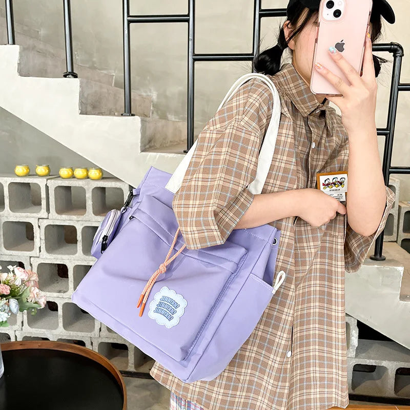 eybag Japanese Style Kawaii Tote Bags For Women High School Student Shoulder Bag Book Bags With Purse Handbags New Hand Bag Bolso