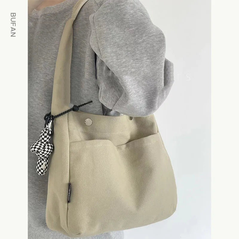 eybag - New Fashion Women Canvas Shoulder Bag Cotton Cloth Female Student Messenger Bag Large Capacity Shopping Tote Bag Handbag