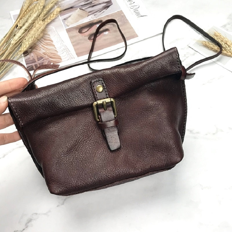 eybag Soft Genuine Leather Women Messenger Bag Female Real Leather Crossbody Shoulder Bags Small Handbag Retro Phone Bag for Girls