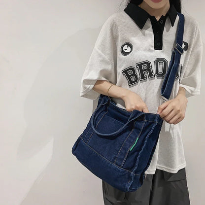 eybag Large Capacity Fashion Denim Crossbody Bags For Women Vintage Shoulder Bag Lady Tote Handbags Female Travel Messenger Schoolbag