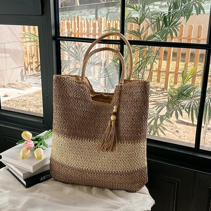 eybag Square Straw Beach Bag Handmade Woven Shoulder Bag Women Raffia Shopper Travel Bag Bohemian Summer Vacation Casual Handbag Totes