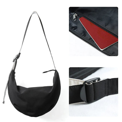 eybag Solid Hobos Crossbody Bag for Men Large Capacity Oxford Waterproof Half Moon Belt Bag Fashion All-match Women Shoulder Bag