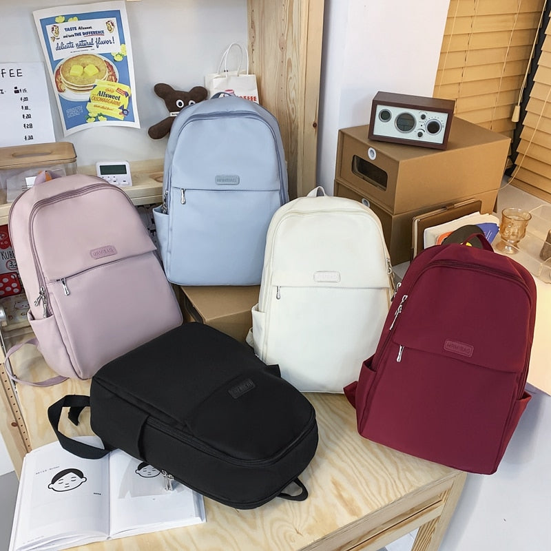 eybag New Solid Color Women Laptop Backpack Female Multi-pocket Travel Bag Schoolbag for Teenage Girl Boy Book Knapsack Mochila