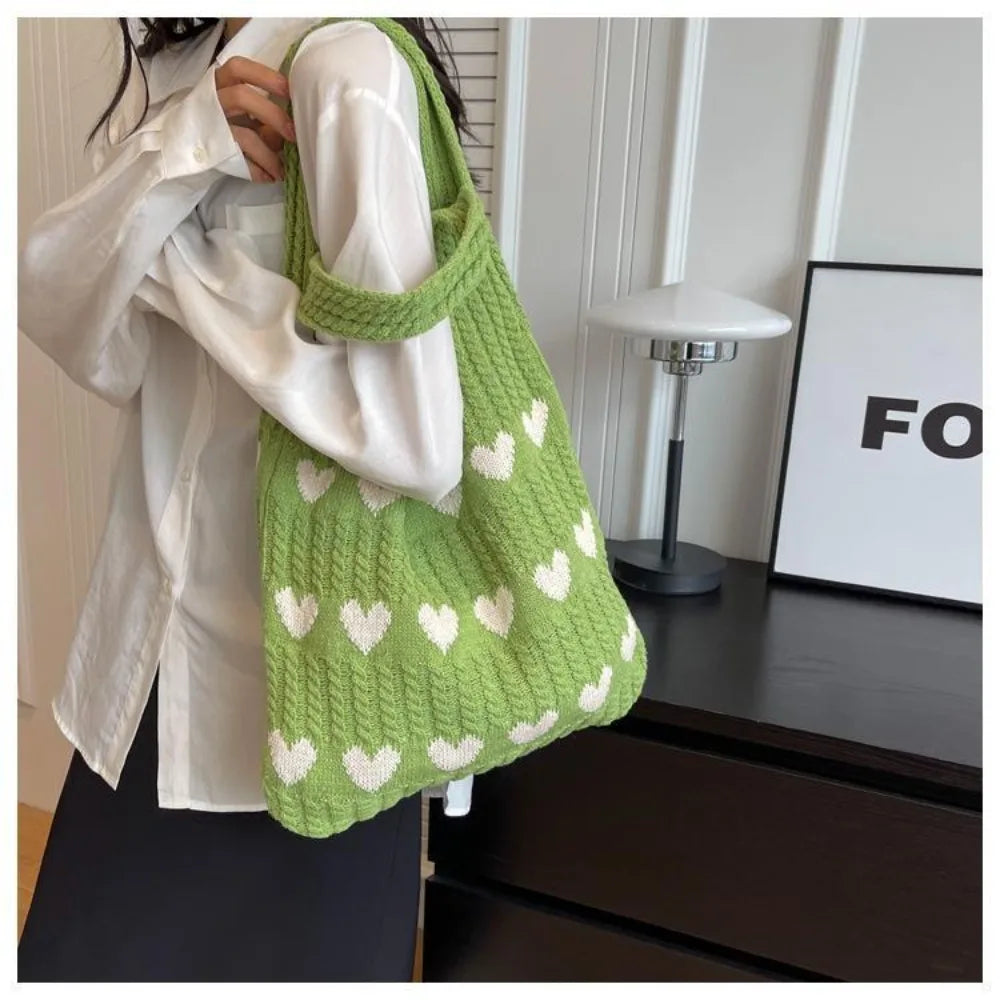 eybag Knitted Handbags Female Large Capacity Totes Women's Shoulder Bag Autumn Winter Bag Purses Casual Woven Shopping