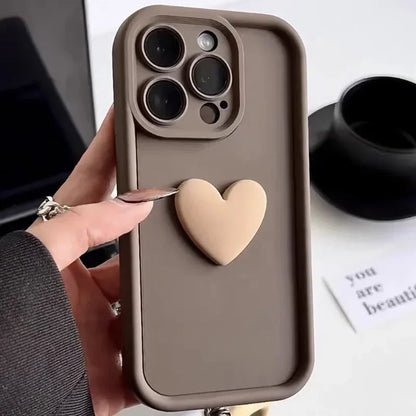 eybag Cute 3D Love Heart Phone Case for IPhone 13 12 11 14 15 Pro Max XS XR 7 8 Plus SE Soft Silicone Shockproof Full Coverage