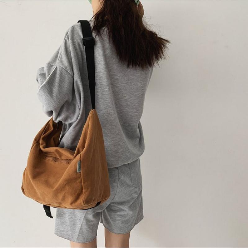 eybag Canvas Women's Shoulder Bag Tote Casual Solid School Handbag for Women Travel Large Capacity Simple Crossbody Female Shopper Bag