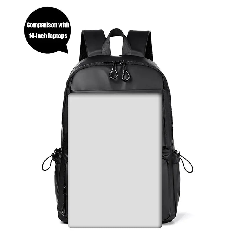 eybag 14 Inch Men's Backpack Large Capacity Travel Leisure Solid Color Pu Computer Backpack Fashion Men And Women Students Schoolbag