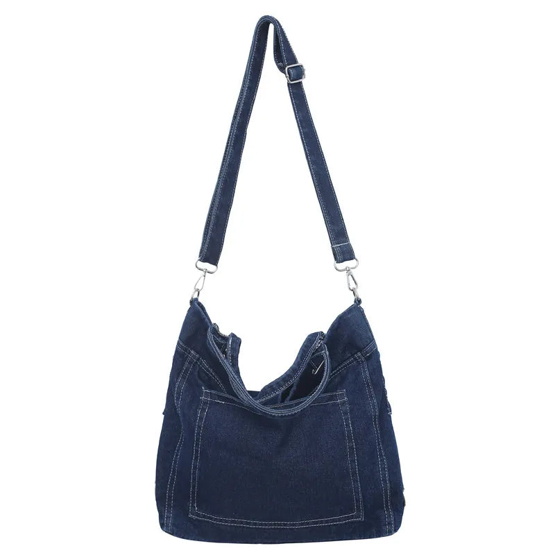 eybag Denim Shoulder Bags For Women Thread Canvas Casual Totes 100% Cotton Tooling Packages Large Capacity Cloth Handbags Korea Bags