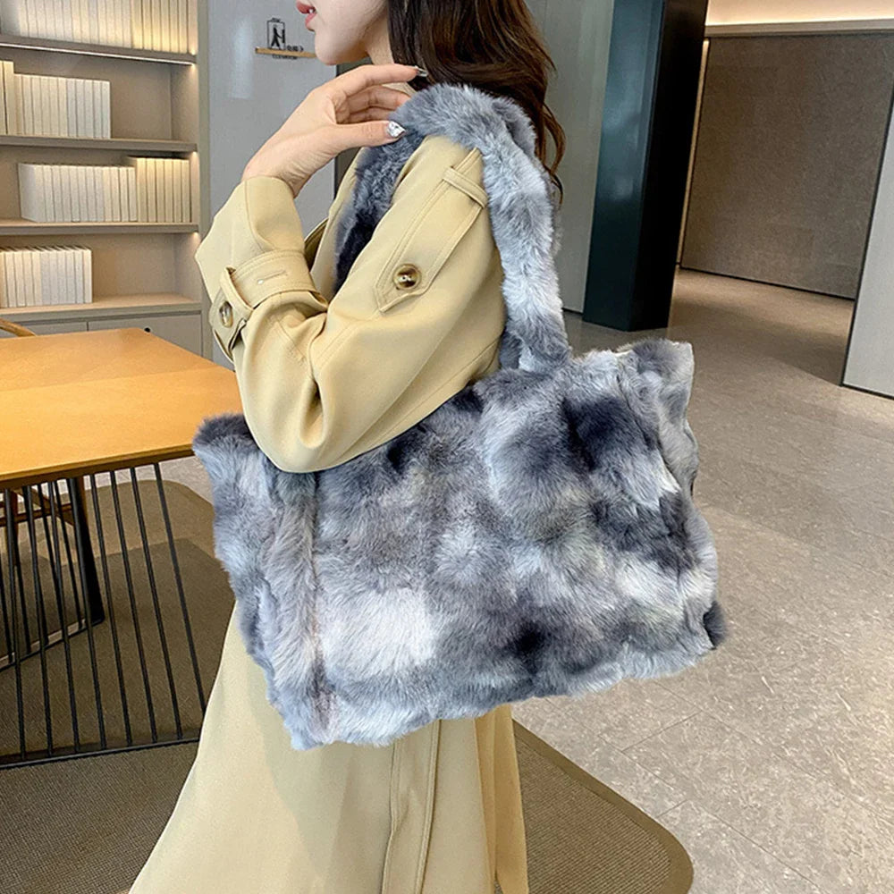 eybag Overlarge Plush Tote Bag Winter Faux Fur Bags for Women Shoulder Bag Fluffy Warm Handbag Designer Soft Shopper Purses Female New