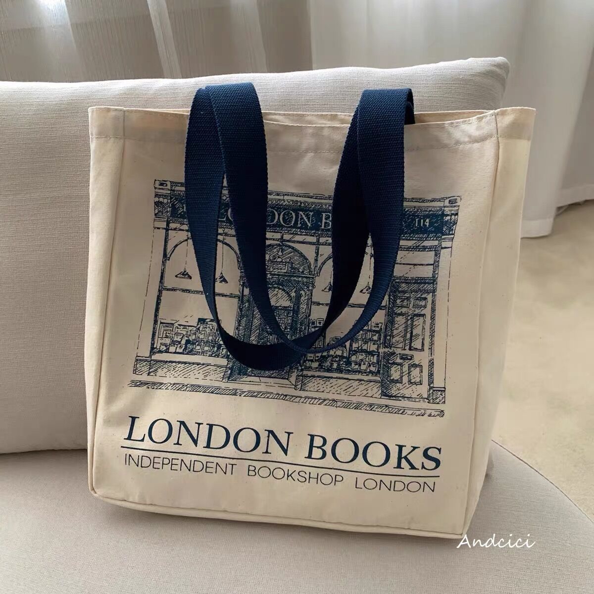 eybag Women Canvas Shoulder Bag London Books Print Ladies Casual Handbag Tote Bag Reusable Large Capacity Cotton Shopping Beach Bag