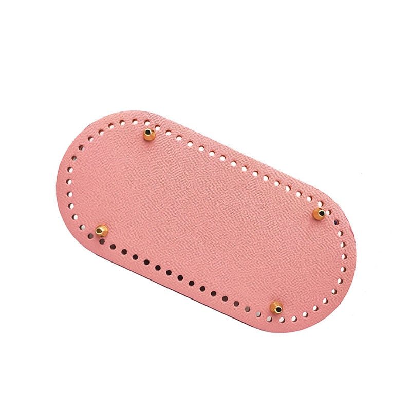 eybag 30*10cm Handmade Oval Bottom for Knitted Bag PU Leather Wear-Resistant Accessories Bottom with Holes Diy Crochet Bag Bottom