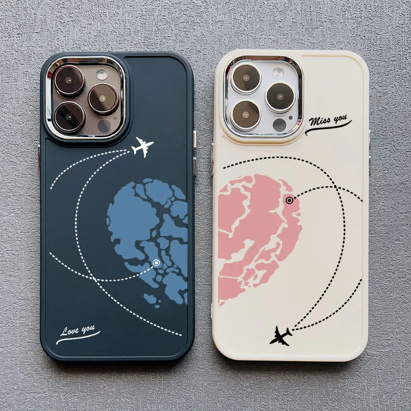 eybag Aircraft Airplane Heart Couple Phone Case For Apple iPhone 15 13 12 11 Pro Max XR X XS 7 8 Plus 14 Pro Max Plus Silicone Cover