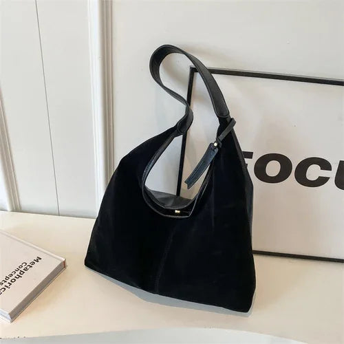 Lkblock Leisure Retro Suede Suede Bag New Women's Bag Autumn  Winter Versatile One Shoulder Bucket Bag Main Femme