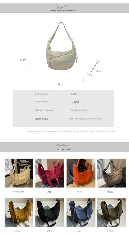 eybag Nylon Shoulder Bag 2024 New Summer High-capacity Women's Crossbody Dumpling Bag Versatile and Niche Design Messenger Bag