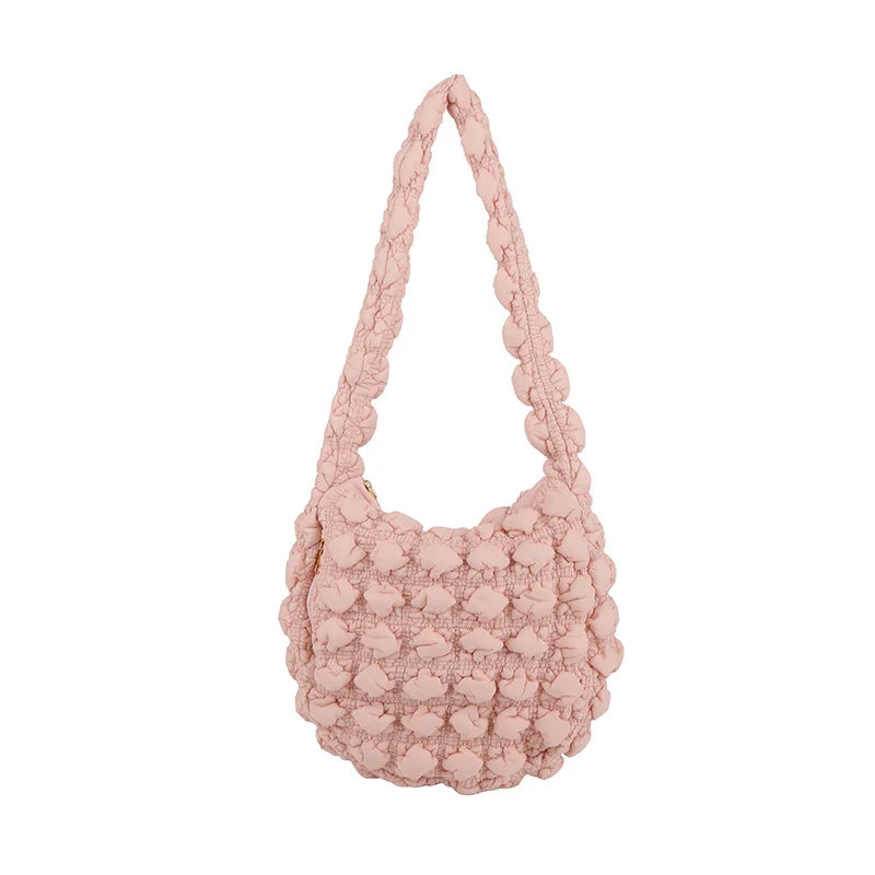 eybag Women's Bag High Quality Women's Zipper Large Capacity Dumpling Bag Women's Personalized Pleated Bubble Solid Handbag