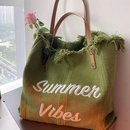 eybag Canvas Women Handbags Large Tote Beach Bag Shopping Bags Underarm Shoulder Bag For Female Casual Canvas Beach Bags