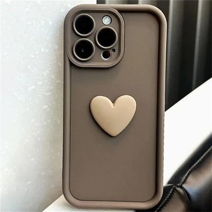 eybag Cute 3D Love Heart Phone Case for IPhone 13 12 11 14 15 Pro Max XS XR 7 8 Plus SE Soft Silicone Shockproof Full Coverage