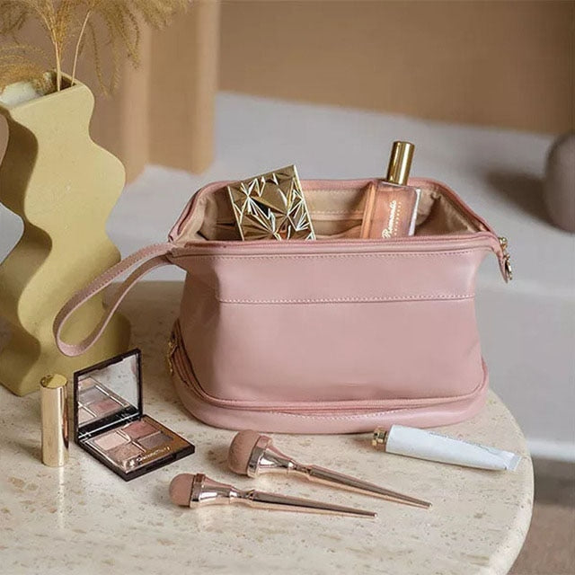 eybag Women Travel Cosmetic Bag PU Leather Make Up Pouch Large-capacity Travel Wash Toiletry Organizer Purse Cosmetic Bag Storage Bag