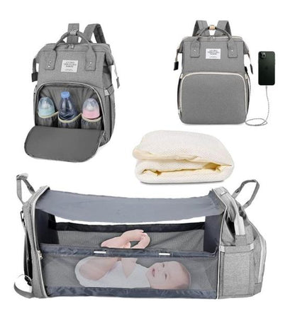 eybag USB Folding Crib Baby Travel Bed Diaper Bag Multi-Function Large Capacity Baby Backpack Diaper Bag Baby Stroller Organizer Bag