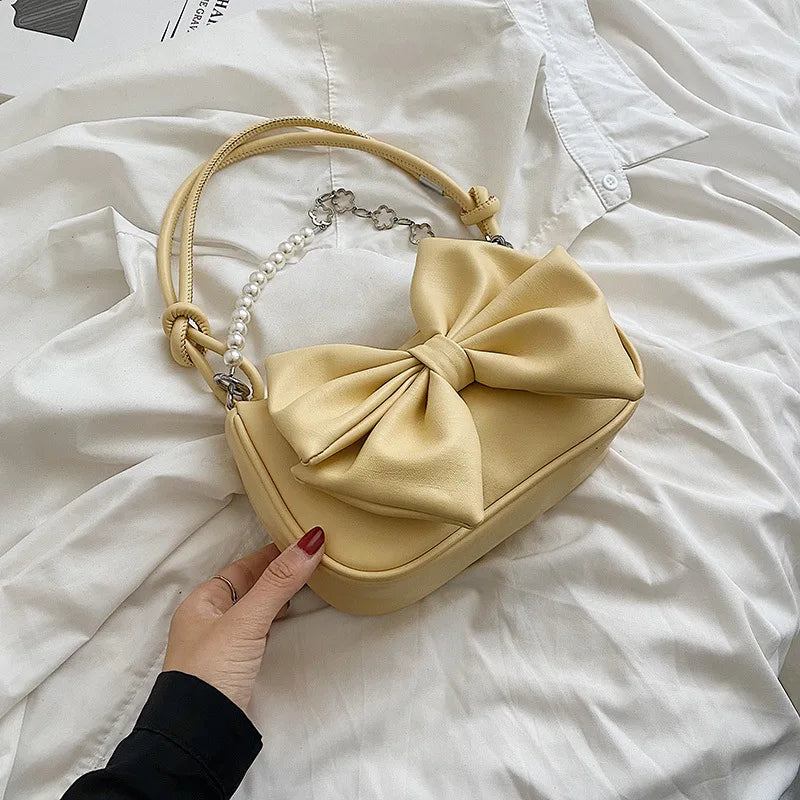 eybag New Design Women's Bag Trend Fashion Bow Pleated Underarm Shoulder Bag Individuality Summer Chains Beading Handbag