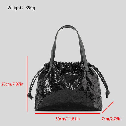 eybag Fashion Sequins Women Handbags Shinny Drawsting Shoulder Crossbody Bags Luxury Evening Party Purses Large Capacity Tote Bag