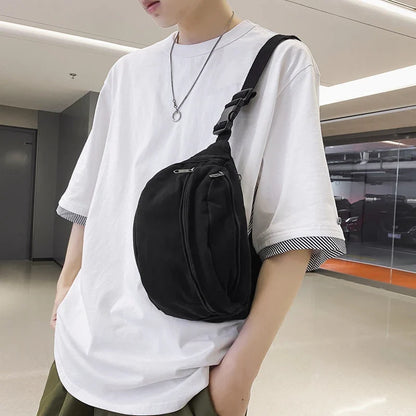 eybag Solid Color Couple Shoulder Bag Female College Student Chest Bag Trendy Cool Men Women Messenger Bag Casual Travel Crossbody Bag