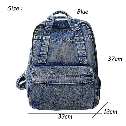 eybag Blue denim women backpack casual large capacity laptop school zipper girl backpack top handle fashion travel backpack for women